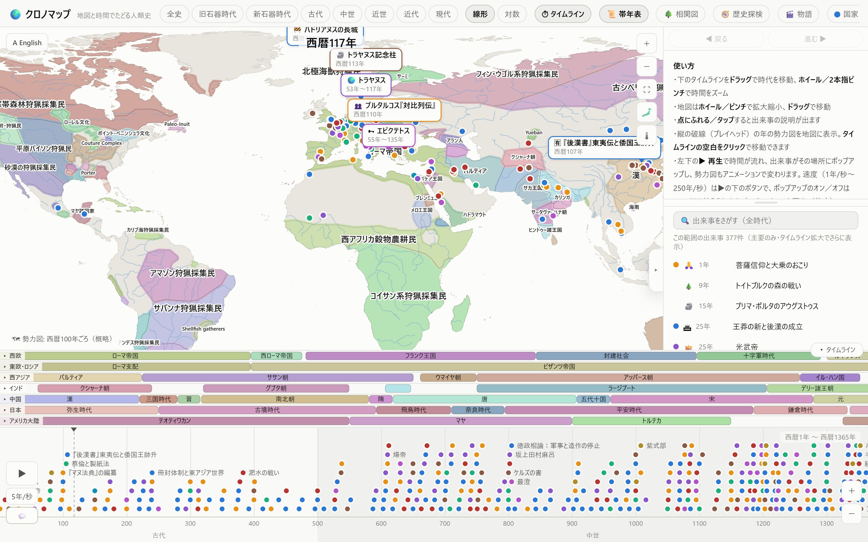 西暦117年の世界勢力図